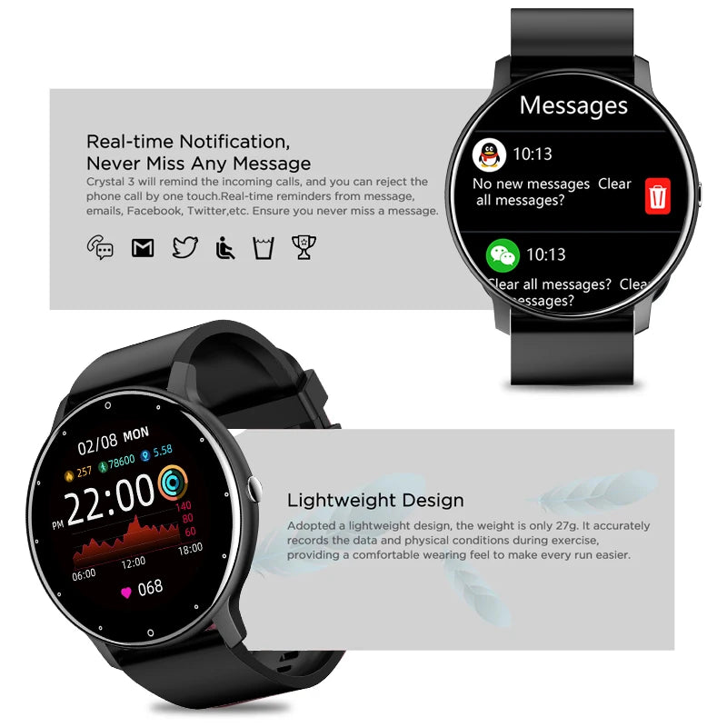 LIGE 2024 New Smart Watch Men Full Touch Screen Sport Fitness