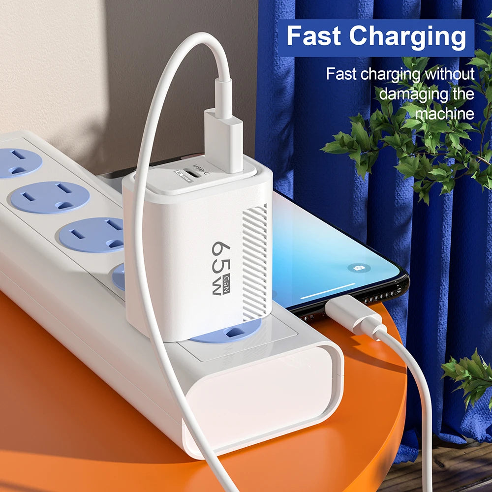 65W 2 Ports USB Charger Fast Charging QC3.0 Wall Charger