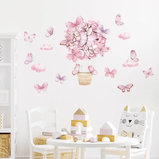 1pc Watercolor Balloon Butterflies Wall Stickers for Kid Room