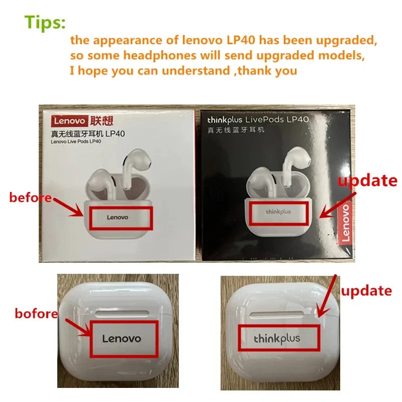 Original Lenovo lp40 Bluetooth Earphone 5.0