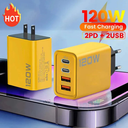 120W Fast Charger Type C Quick Charge 3.0 USB Charger Adapter