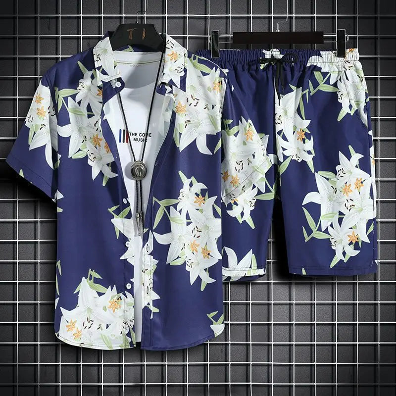 Beach Clothes For Men 2 Piece Set Quick Dry Hawaiian Shirt and Shorts