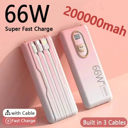 66W Power Bank Cute Little Bear 200000mAh Super Fast Charging