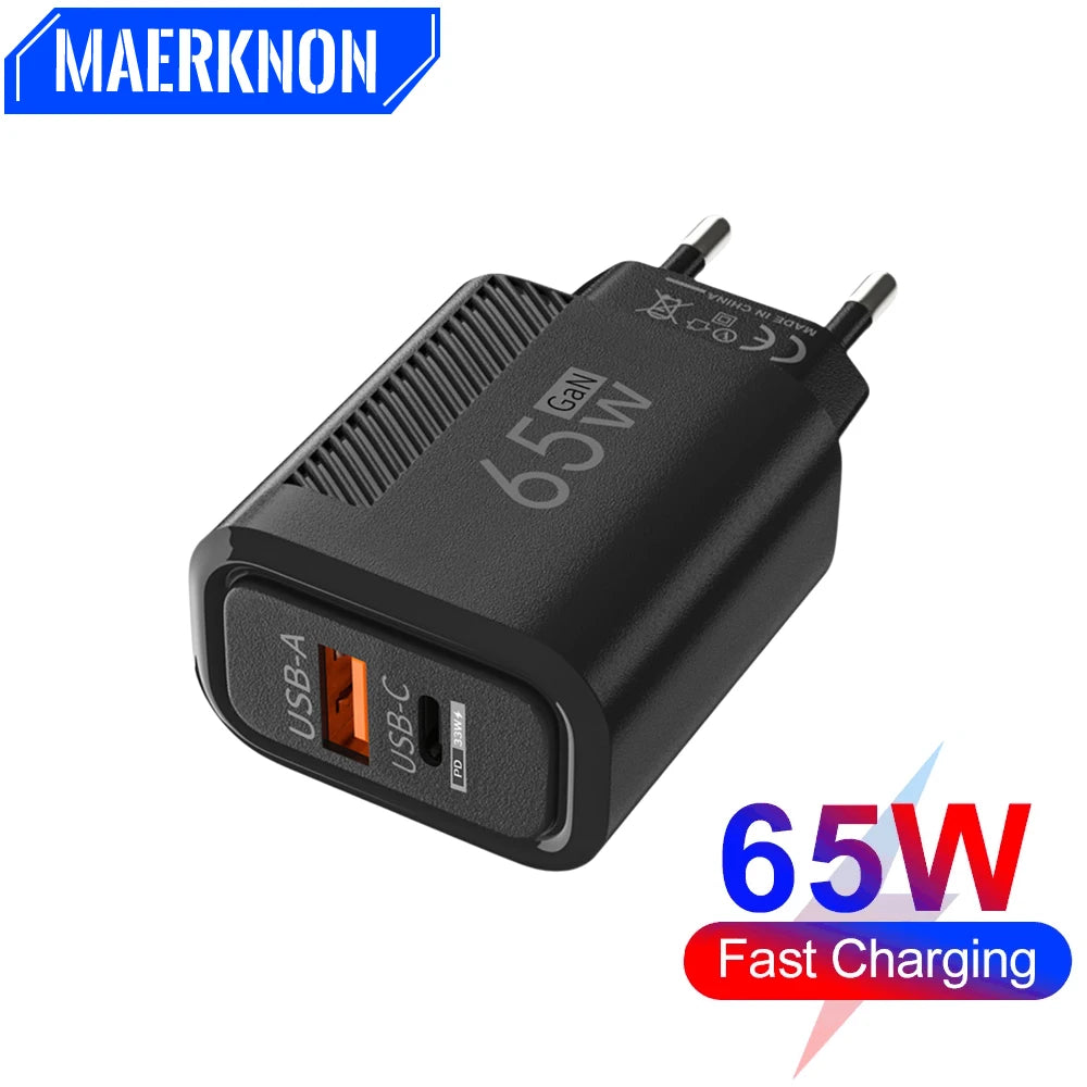 65W 2 Ports USB Charger Fast Charging QC3.0 Wall Charger