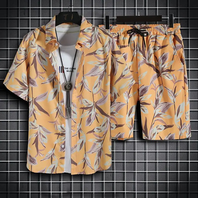 Beach Clothes For Men 2 Piece Set Quick Dry Hawaiian Shirt and Shorts