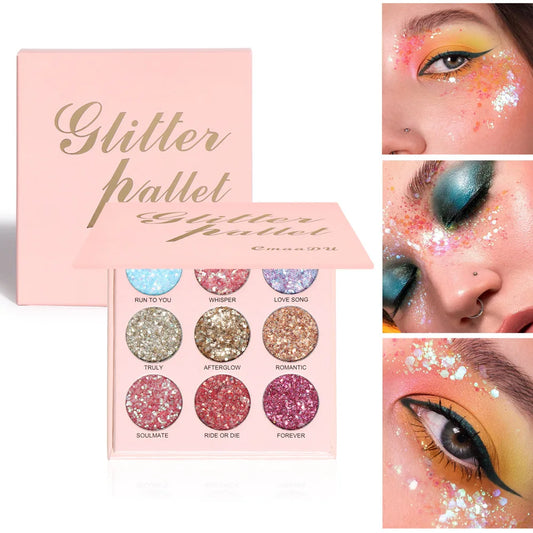 9 colors sparkly eyeshadow matte and metallic glitter gold onion powder