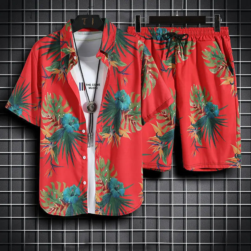 Beach Clothes For Men 2 Piece Set Quick Dry Hawaiian Shirt and Shorts