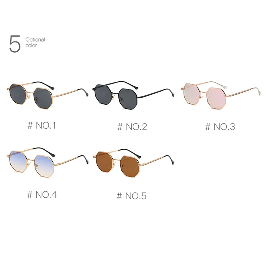 Vintage Metal Octagon Frame Sunglasses Men Women