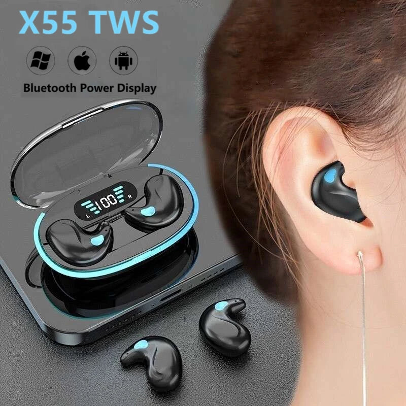 X55 Sleeping Earbuds Wireless Mini Headphones For Work TWS Bluetooth Earphone