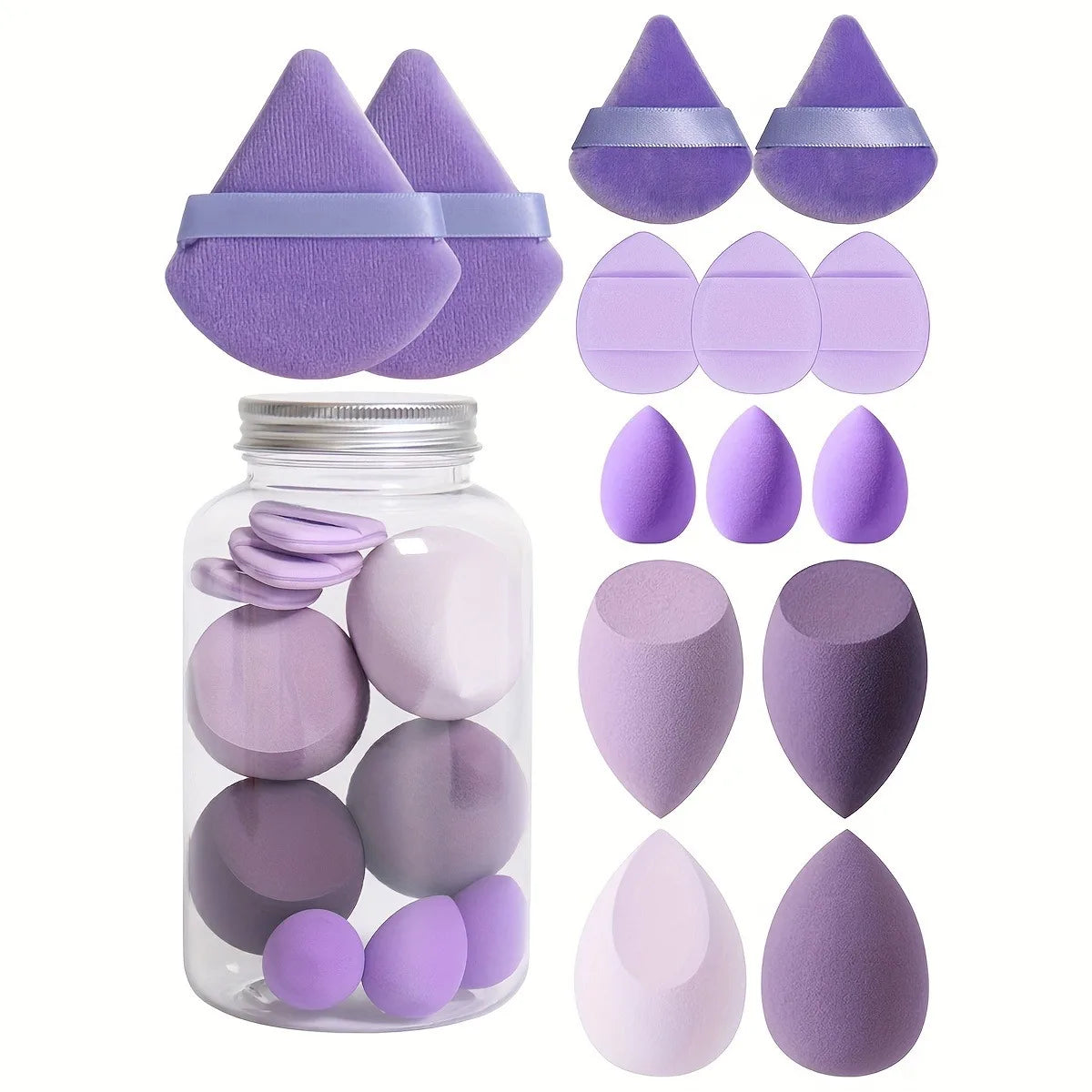 14pc Makeup Sponge Set With Storage Jar